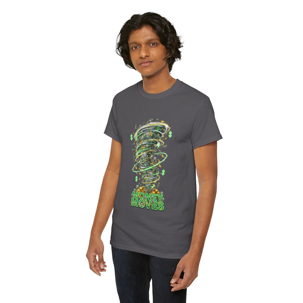 Money Moves Tee — Green Dollar Tornado Graphic T‑Shirt