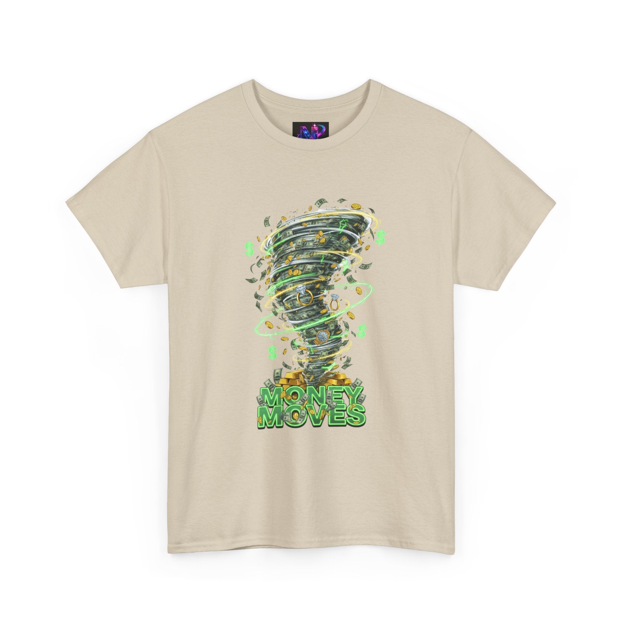 Money Moves Tee — Green Dollar Tornado Graphic T‑Shirt