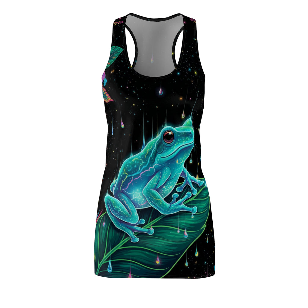 El Coquí Bioluminiscente Racerback Dress — Puerto Rico Tropical Night AOP