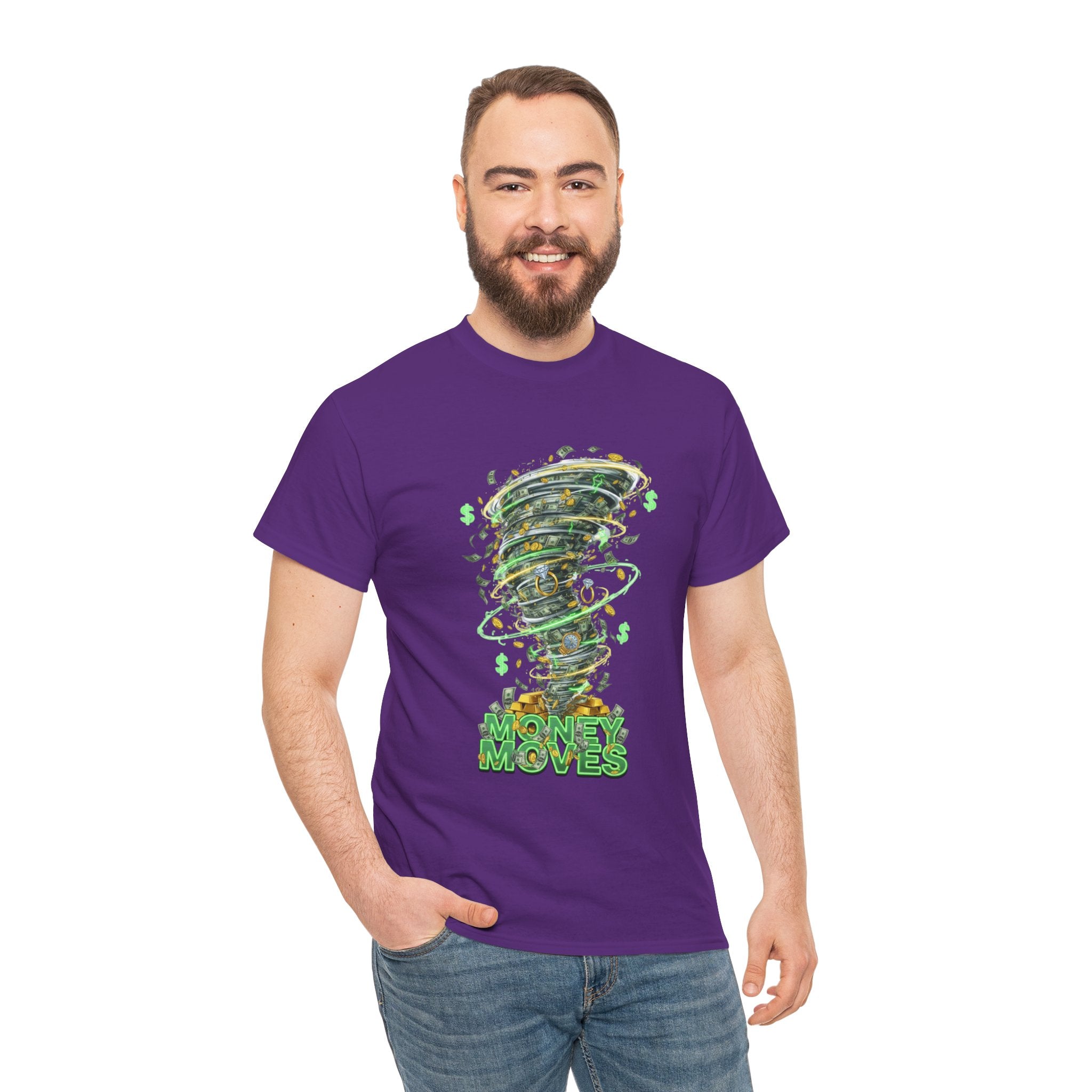 Money Moves Tee — Green Dollar Tornado Graphic T‑Shirt