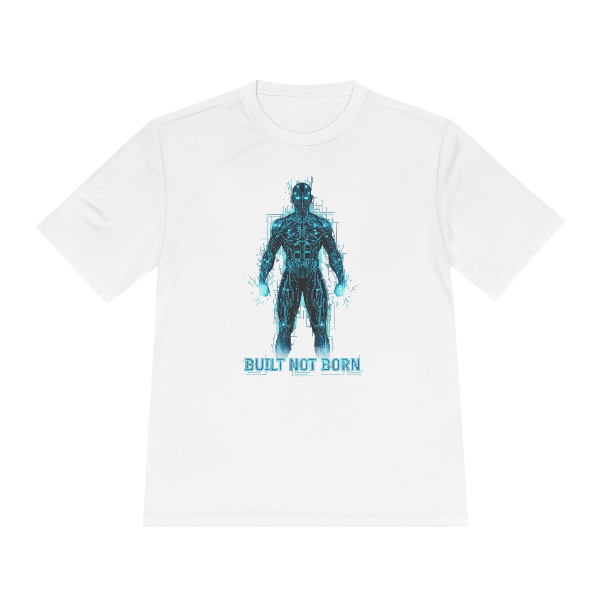 Built Not Born Athletic Tee — Cyber Soldier Graphic Moisture‑Wicking Shirt