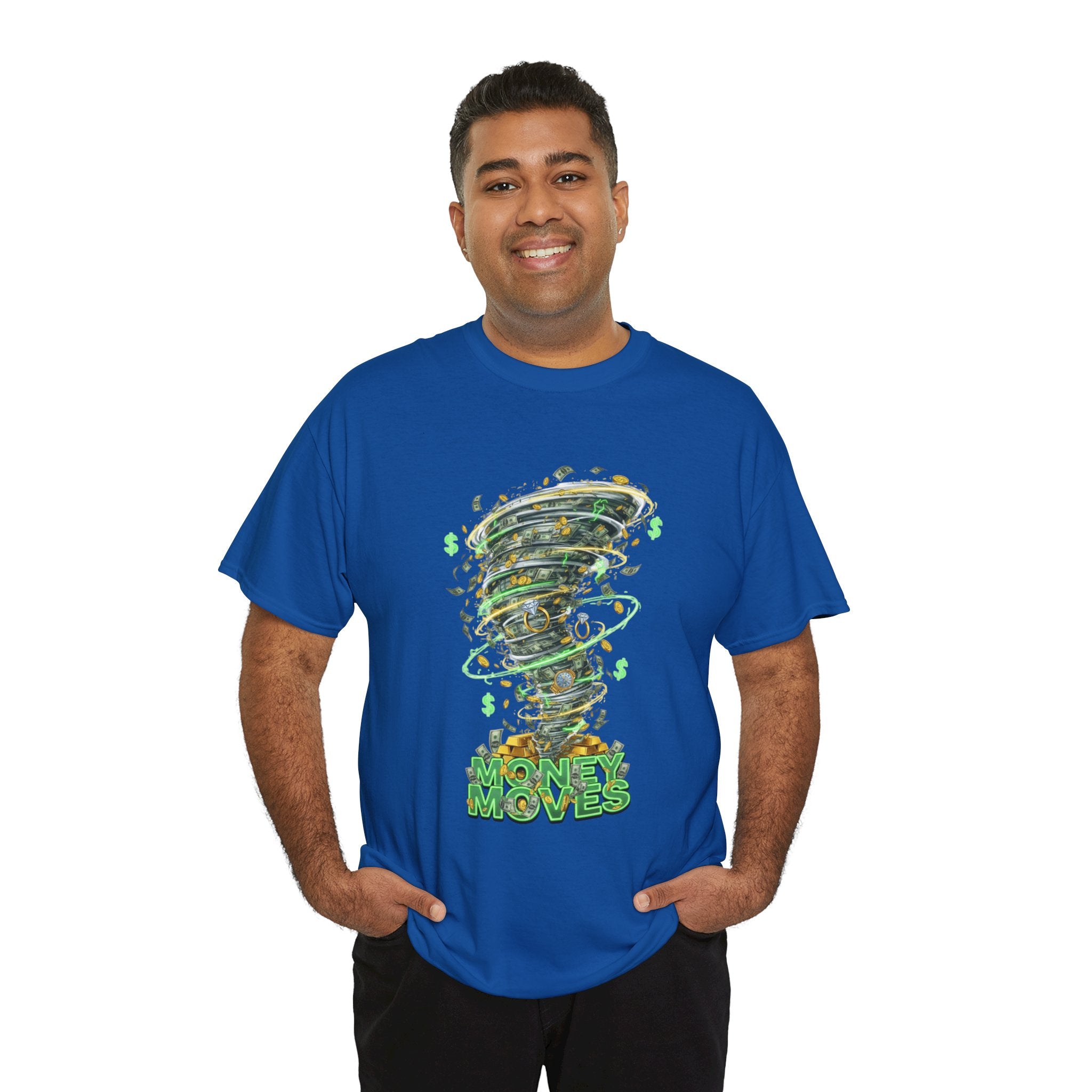 Money Moves Tee — Green Dollar Tornado Graphic T‑Shirt