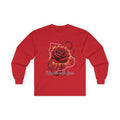 Long Sleeve Tee — Red Rose "Handle With Care" Graphic