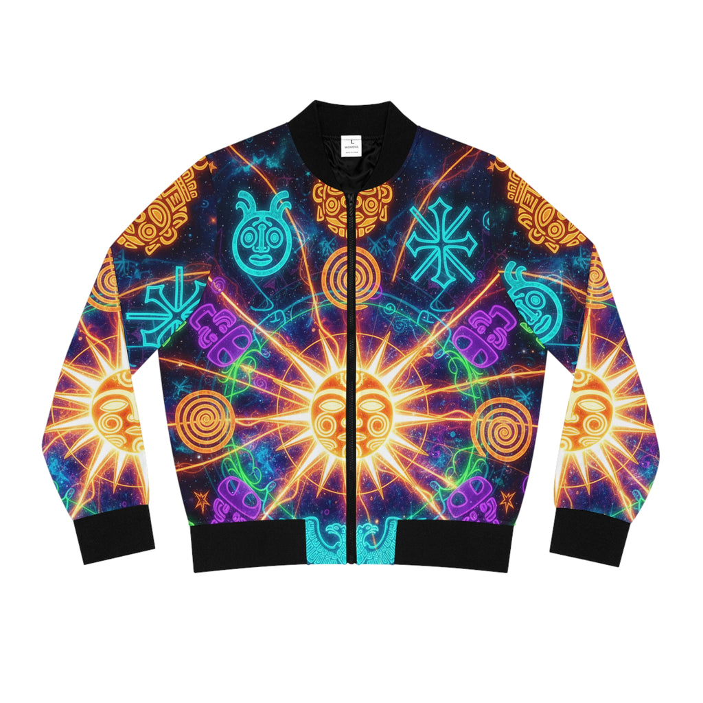 El Universo Taíno Bomber Jacket — Neon Tribal Cosmic Design