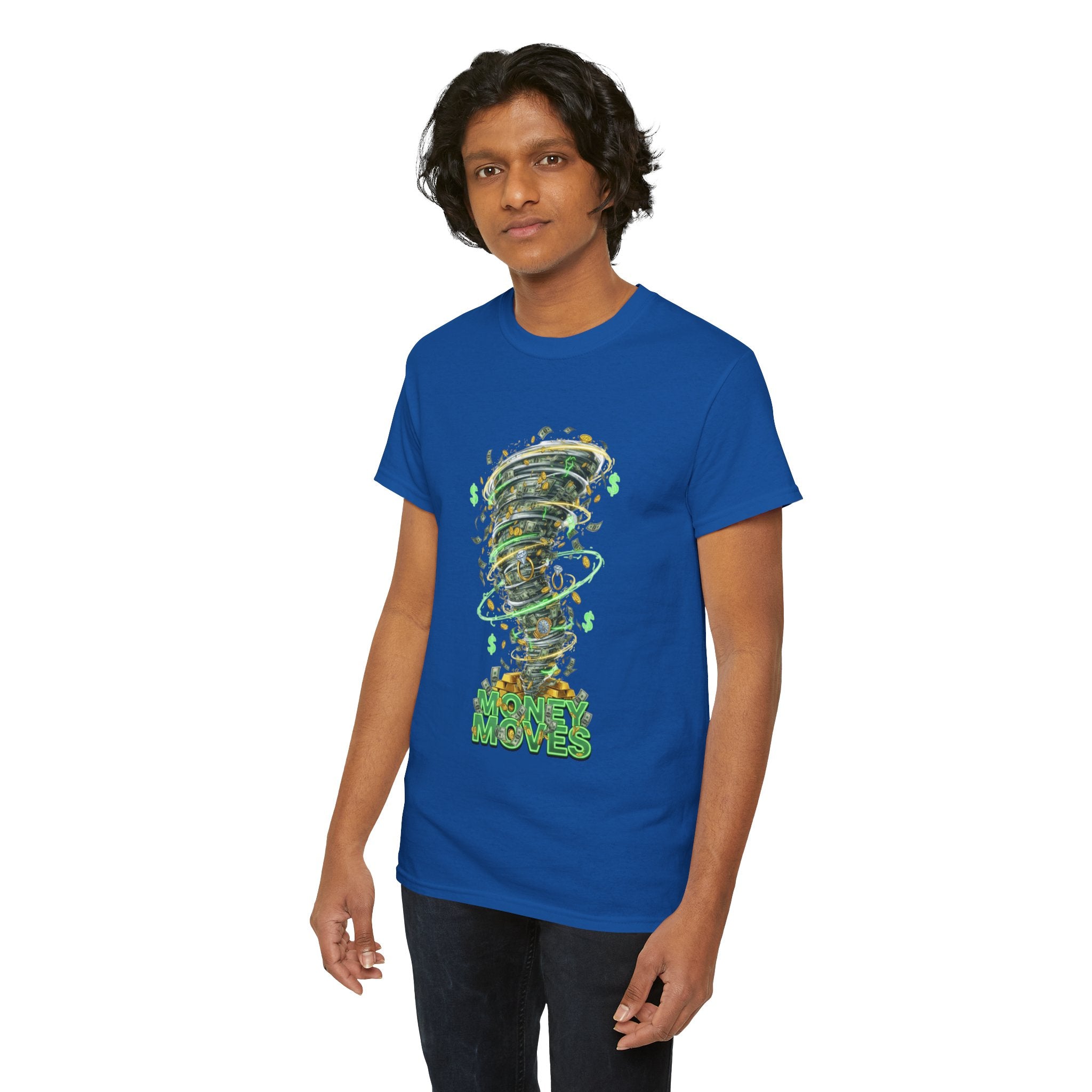Money Moves Tee — Green Dollar Tornado Graphic T‑Shirt