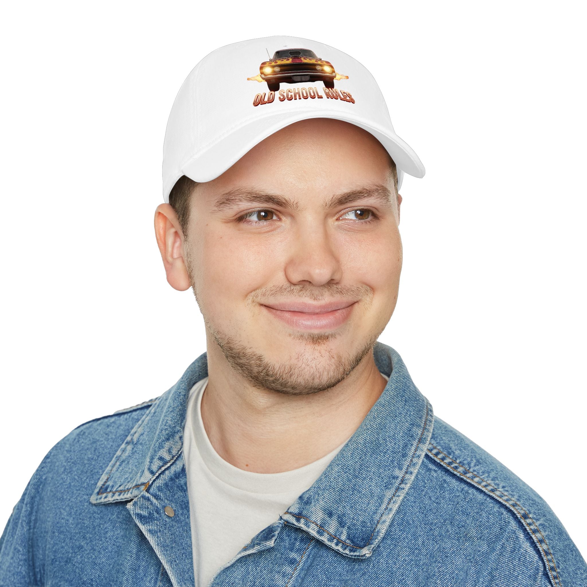 Old School Rules Vintage Muscle Car Baseball Cap
