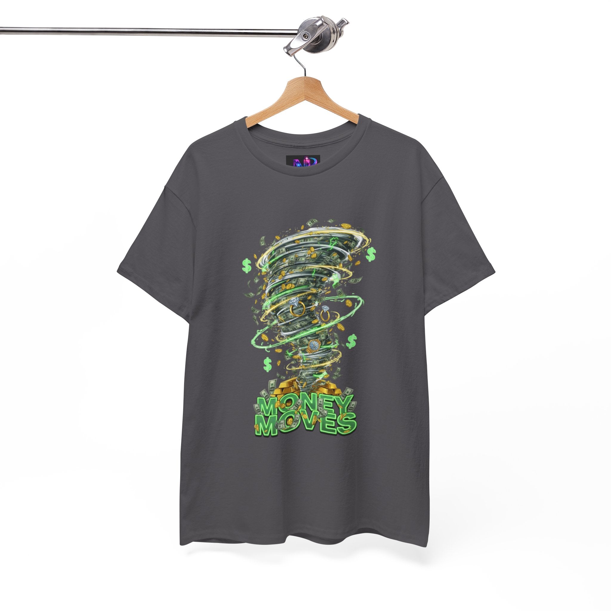 Money Moves Tee — Green Dollar Tornado Graphic T‑Shirt