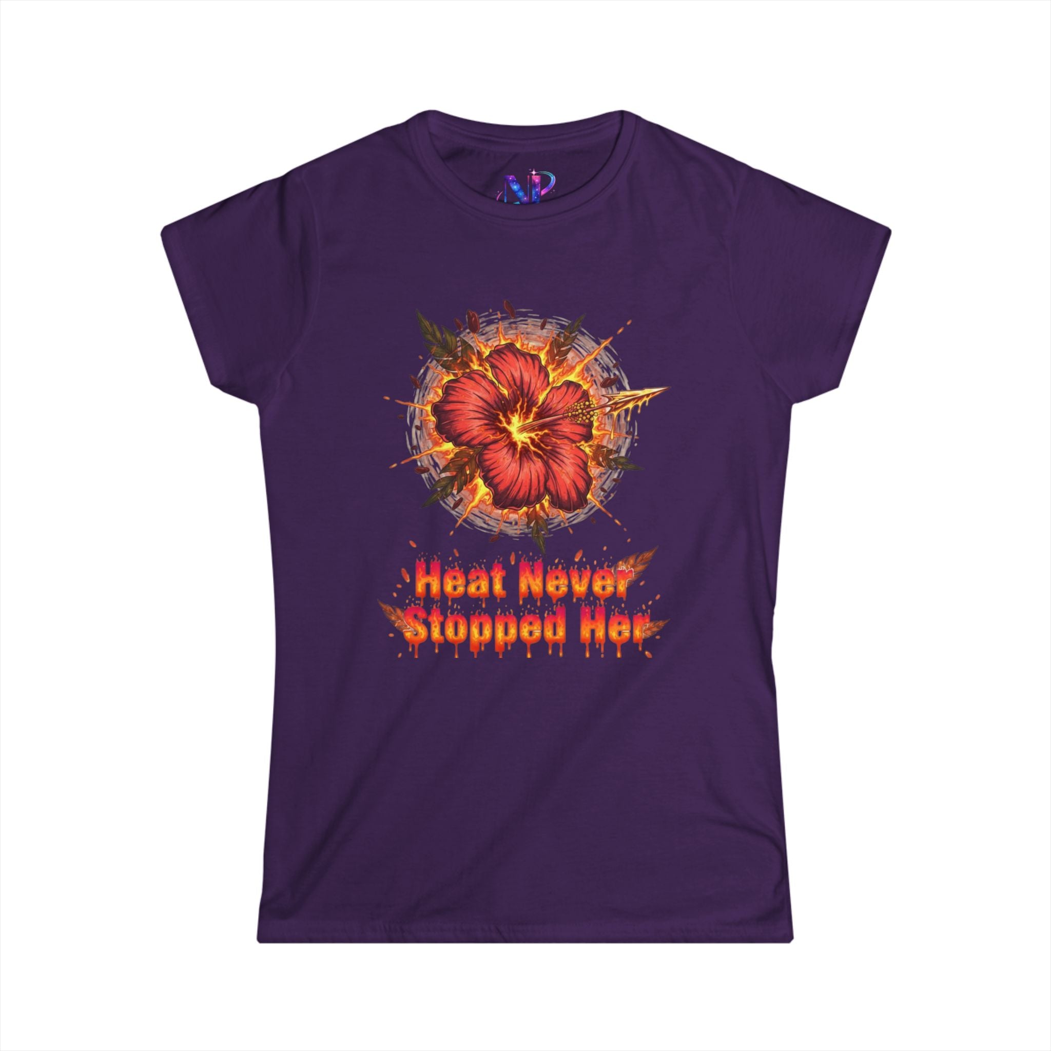 Women's Tee — 'Heat Never Stopped Her' Floral Fire Graphic