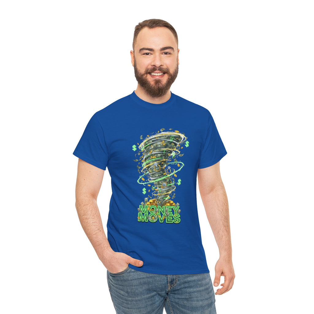Money Moves Tee — Green Dollar Tornado Graphic T‑Shirt