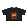 One Love Retro Heart Crop Tee — Women's Peace & Flower Power Graphic