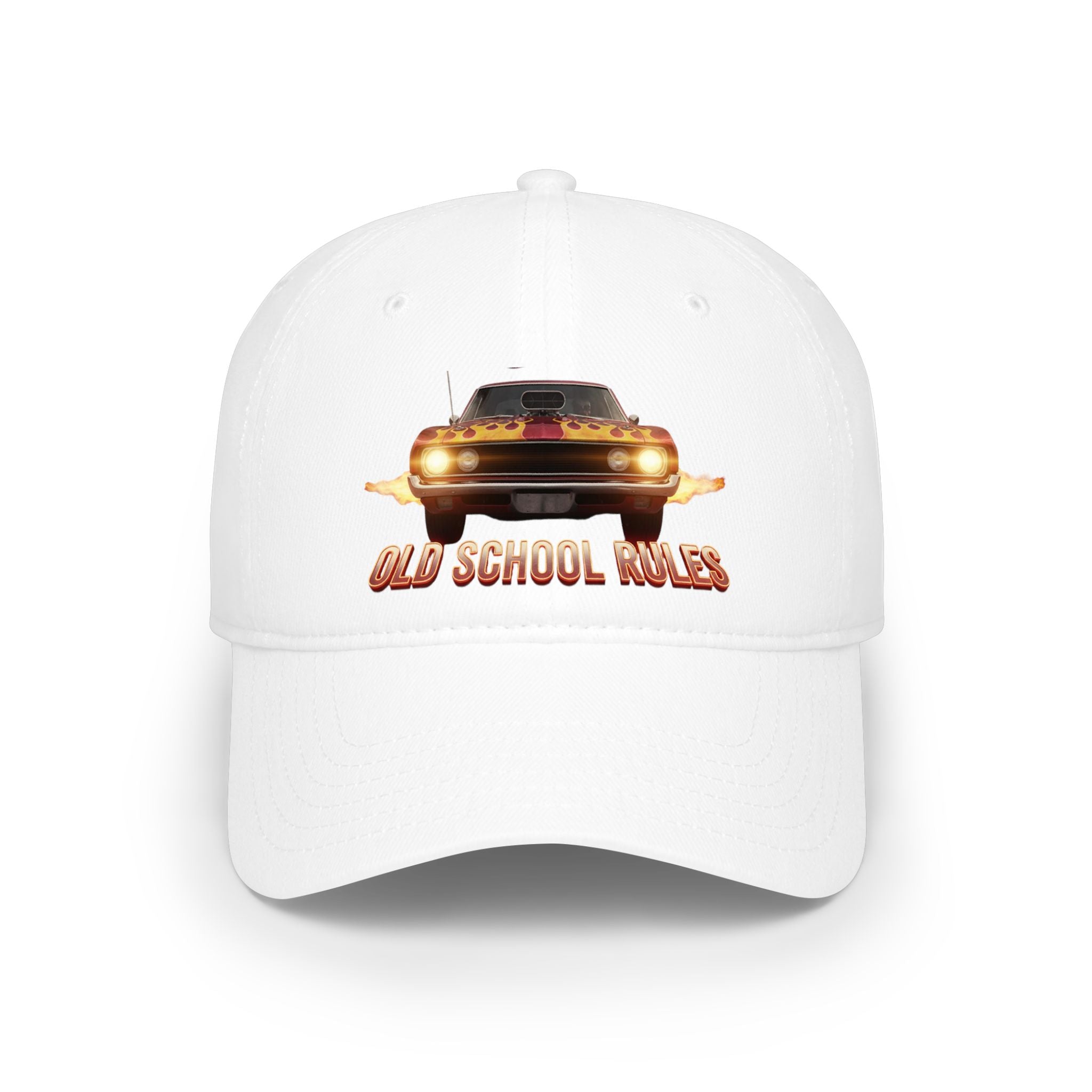 Old School Rules Vintage Muscle Car Baseball Cap