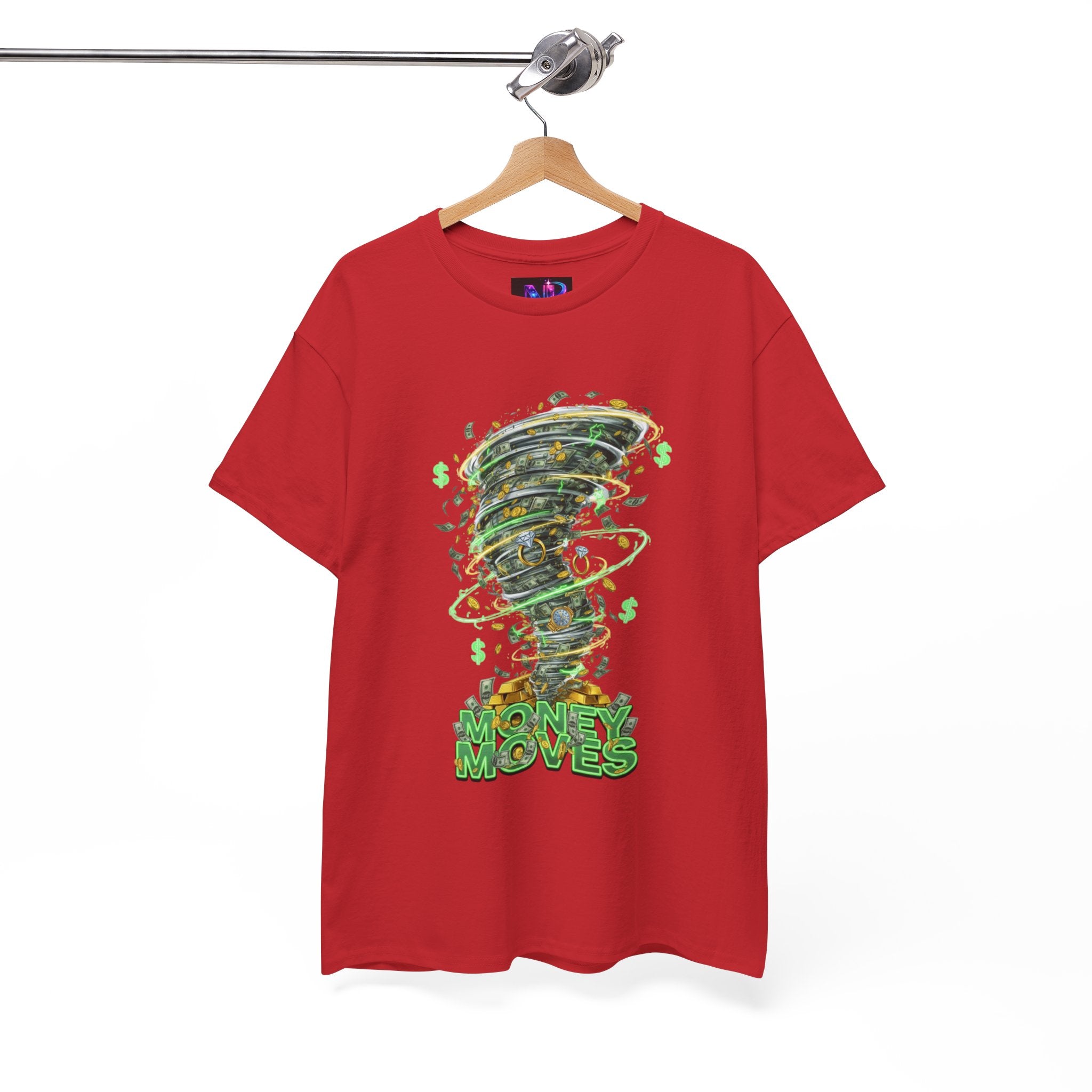 Money Moves Tee — Green Dollar Tornado Graphic T‑Shirt