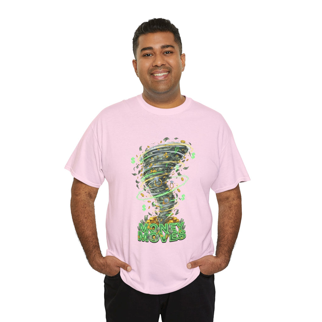 Money Moves Tee — Green Dollar Tornado Graphic T‑Shirt