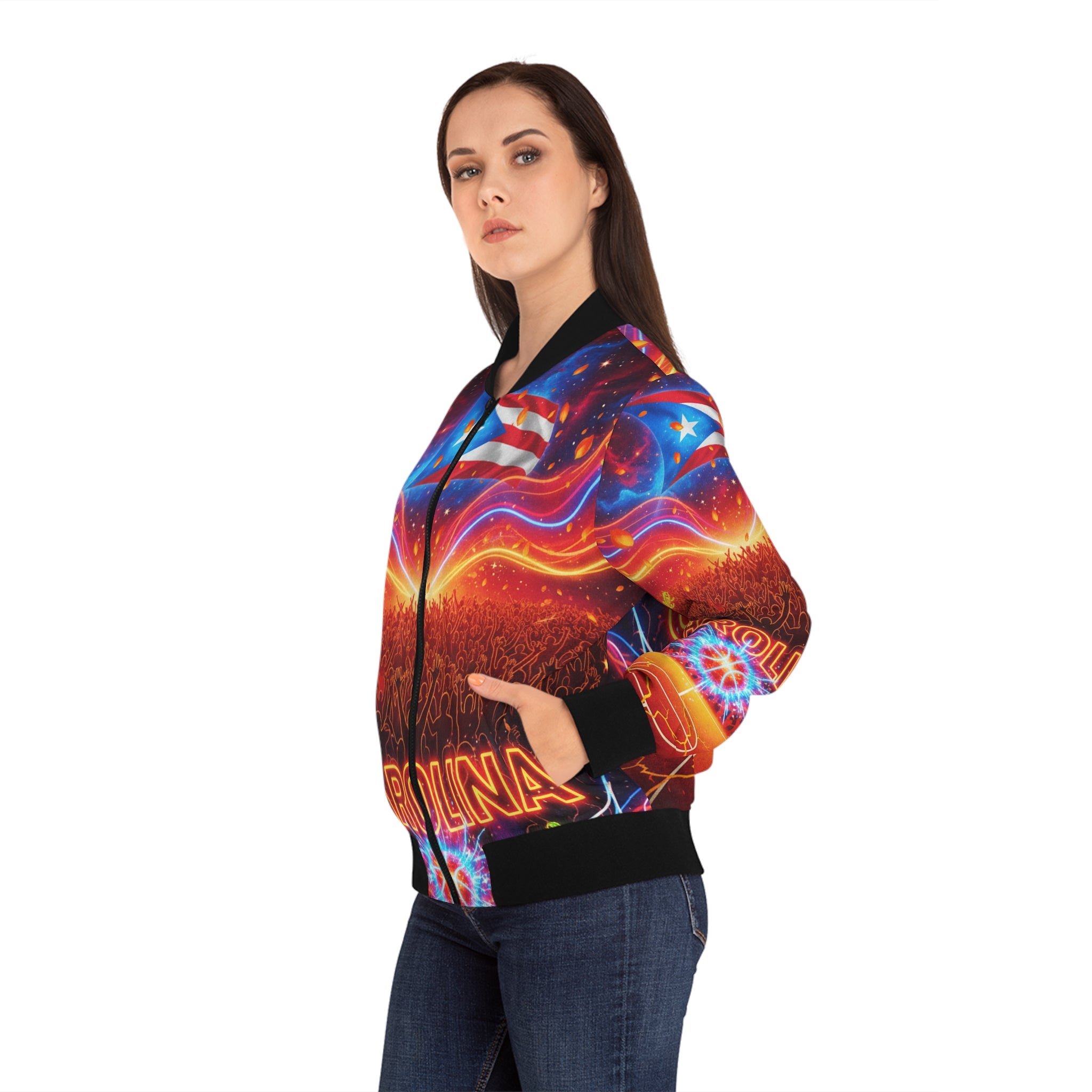Carolina: El Calentón Bomber Jacket — Basketball City Pride AOP