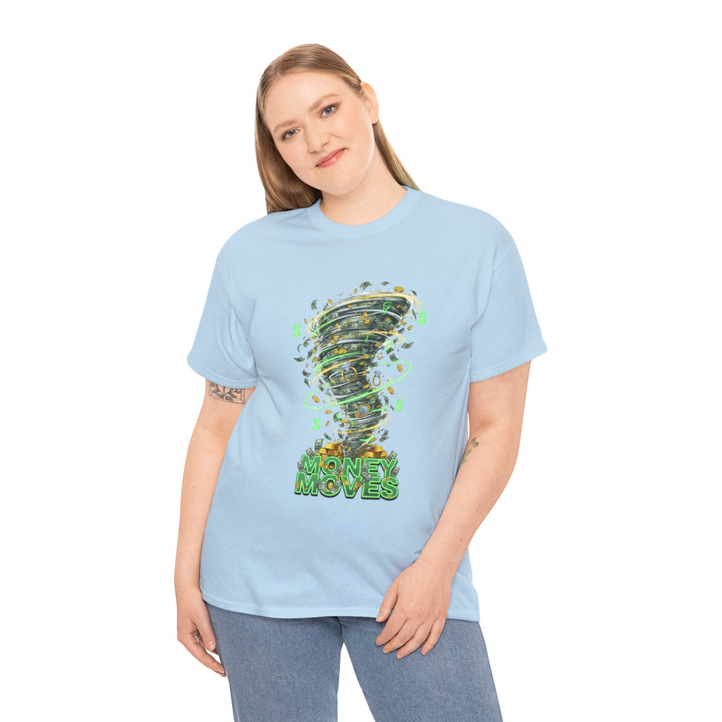Money Moves Tee — Green Dollar Tornado Graphic T‑Shirt