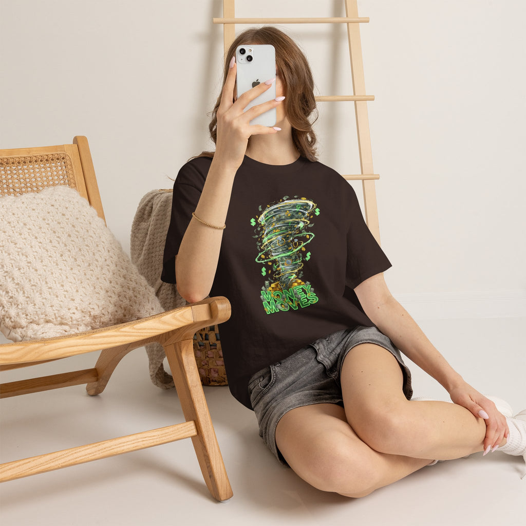 Money Moves Tee — Green Dollar Tornado Graphic T‑Shirt