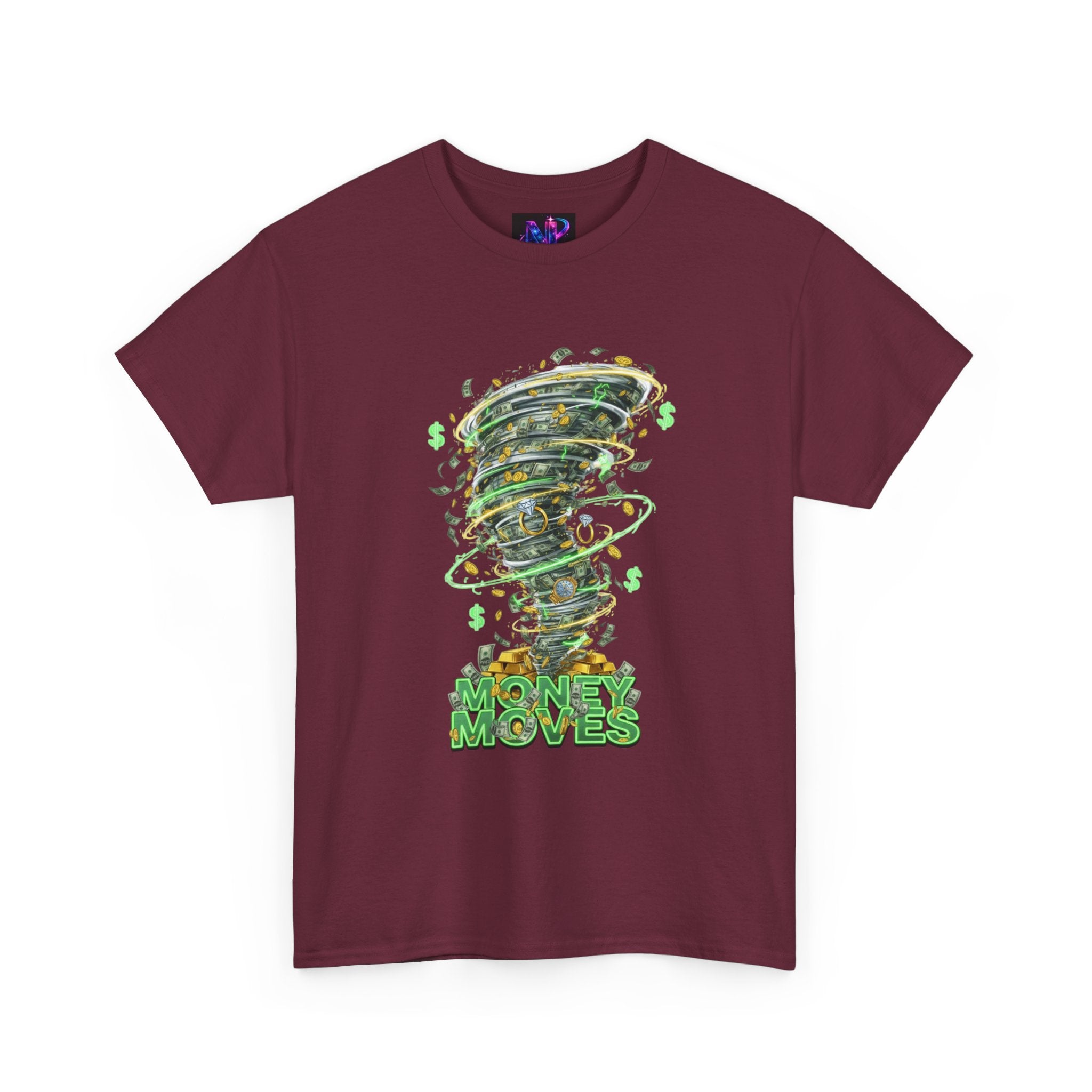 Money Moves Tee — Green Dollar Tornado Graphic T‑Shirt