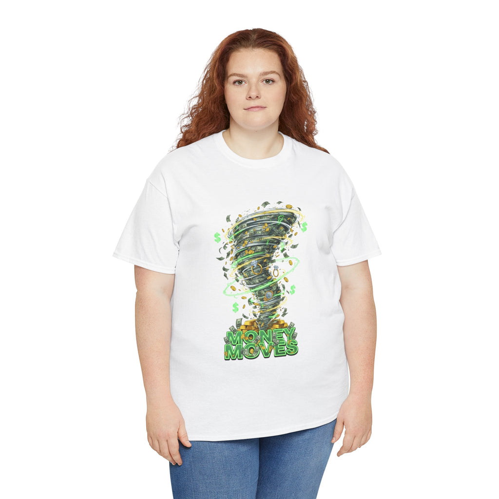 Money Moves Tee — Green Dollar Tornado Graphic T‑Shirt
