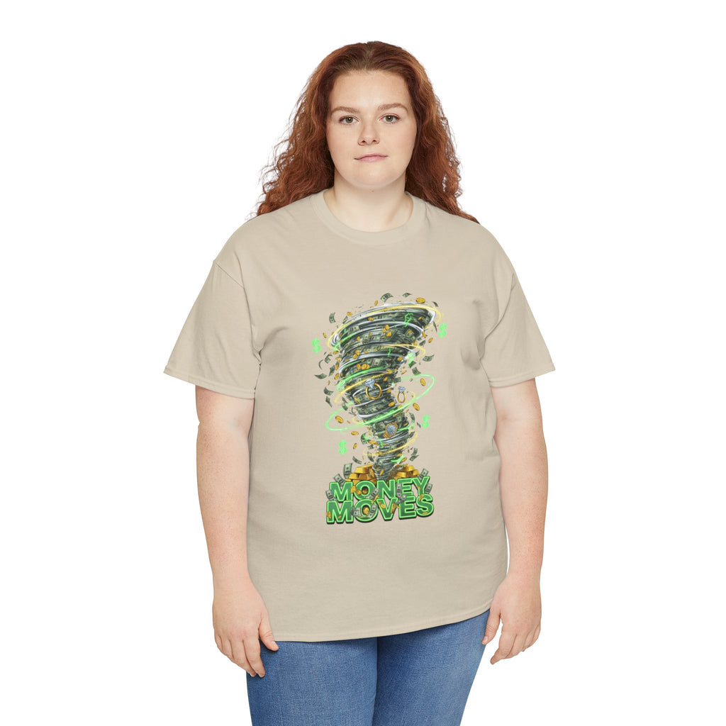 Money Moves Tee — Green Dollar Tornado Graphic T‑Shirt
