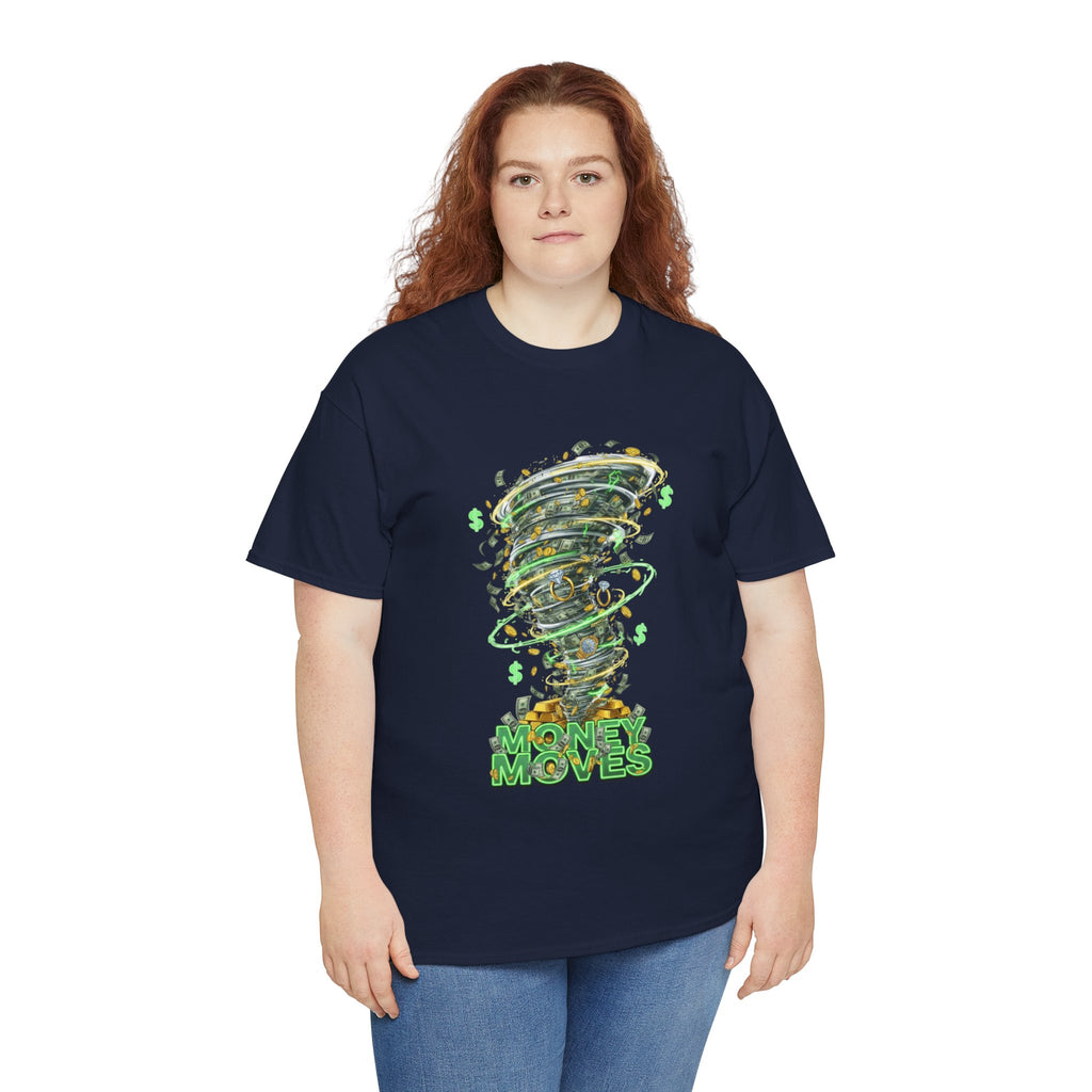 Money Moves Tee — Green Dollar Tornado Graphic T‑Shirt