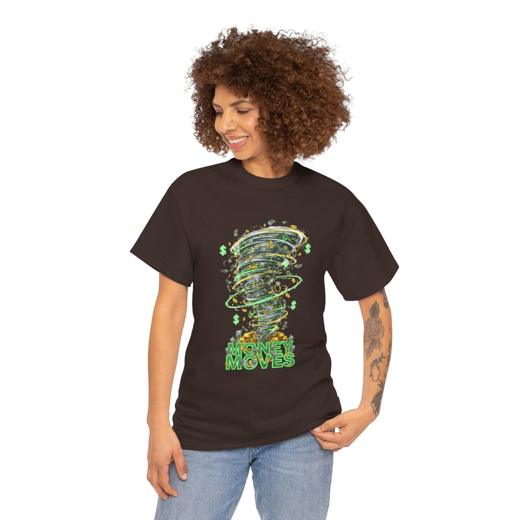 Money Moves Tee — Green Dollar Tornado Graphic T‑Shirt