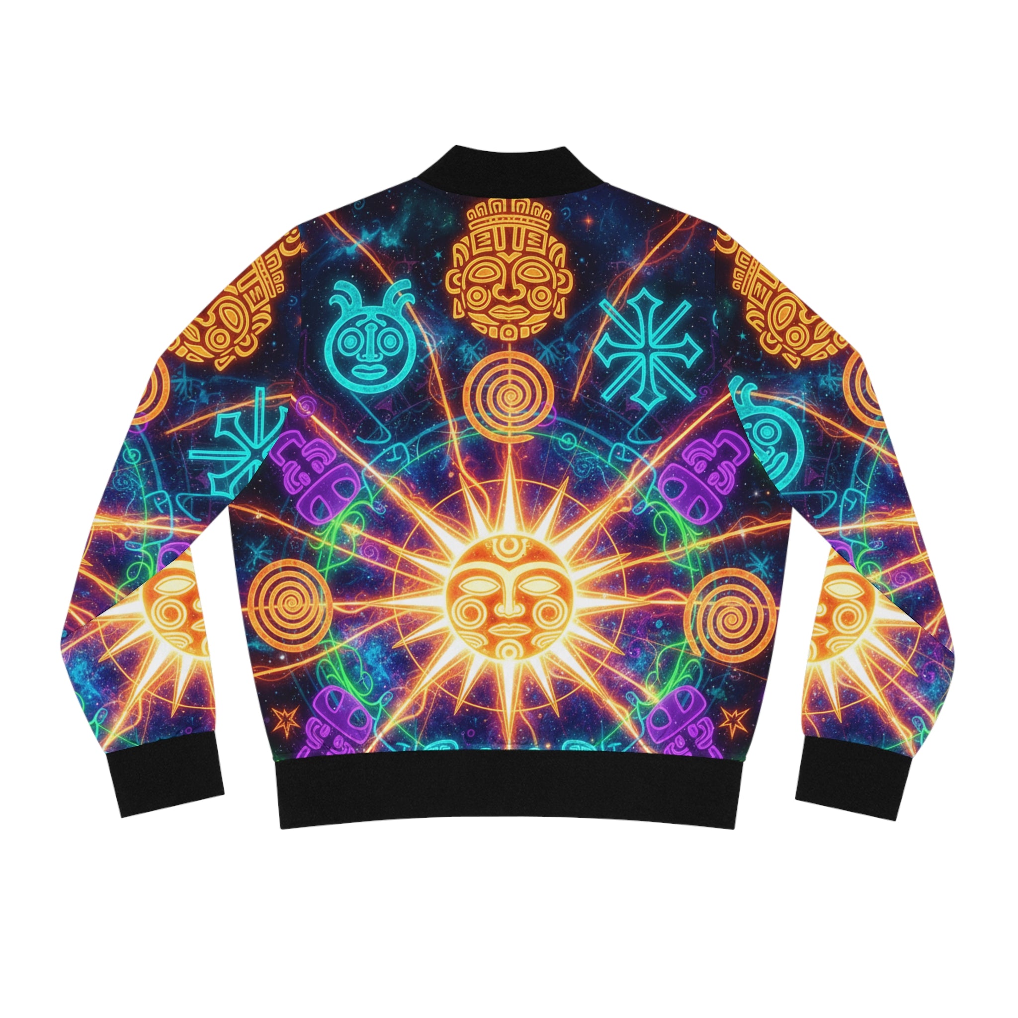 El Universo Taíno Bomber Jacket — Neon Tribal Cosmic Design
