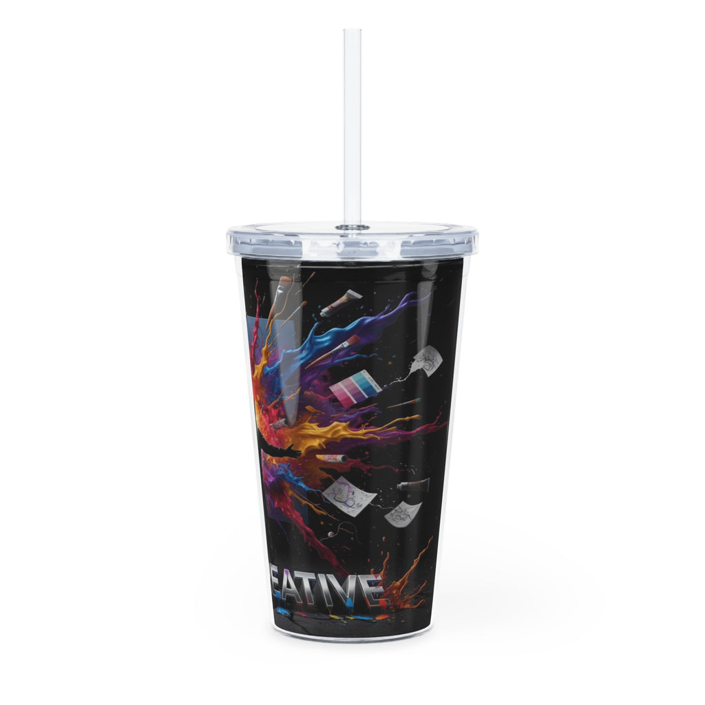 Born Creative Art Tumbler with Straw — Colorful Artist Paint Splash Travel Cup