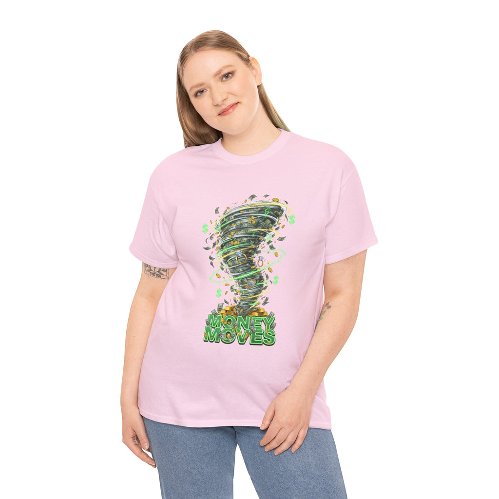 Money Moves Tee — Green Dollar Tornado Graphic T‑Shirt