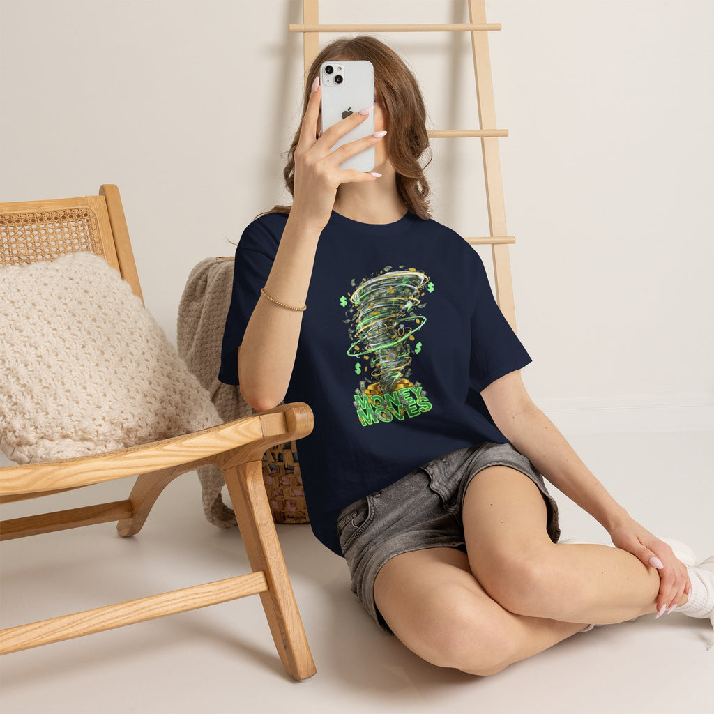 Money Moves Tee — Green Dollar Tornado Graphic T‑Shirt