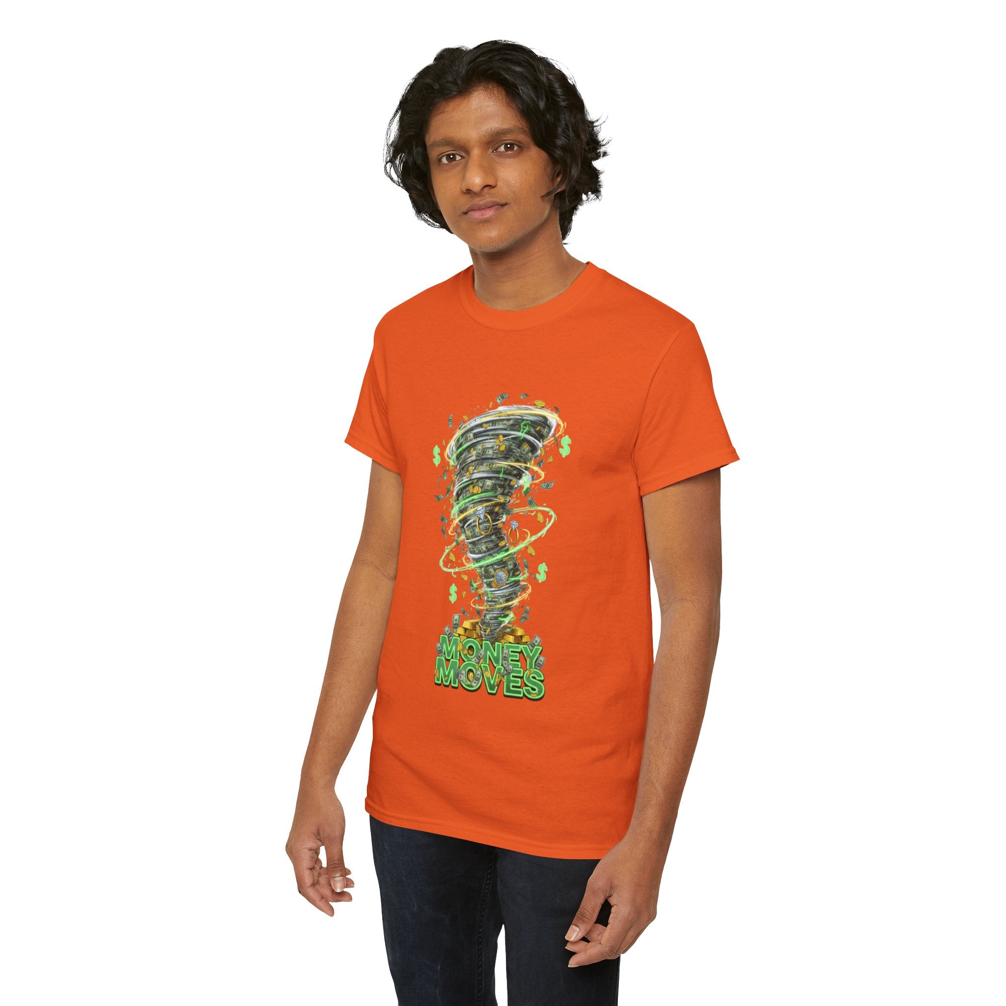 Money Moves Tee — Green Dollar Tornado Graphic T‑Shirt