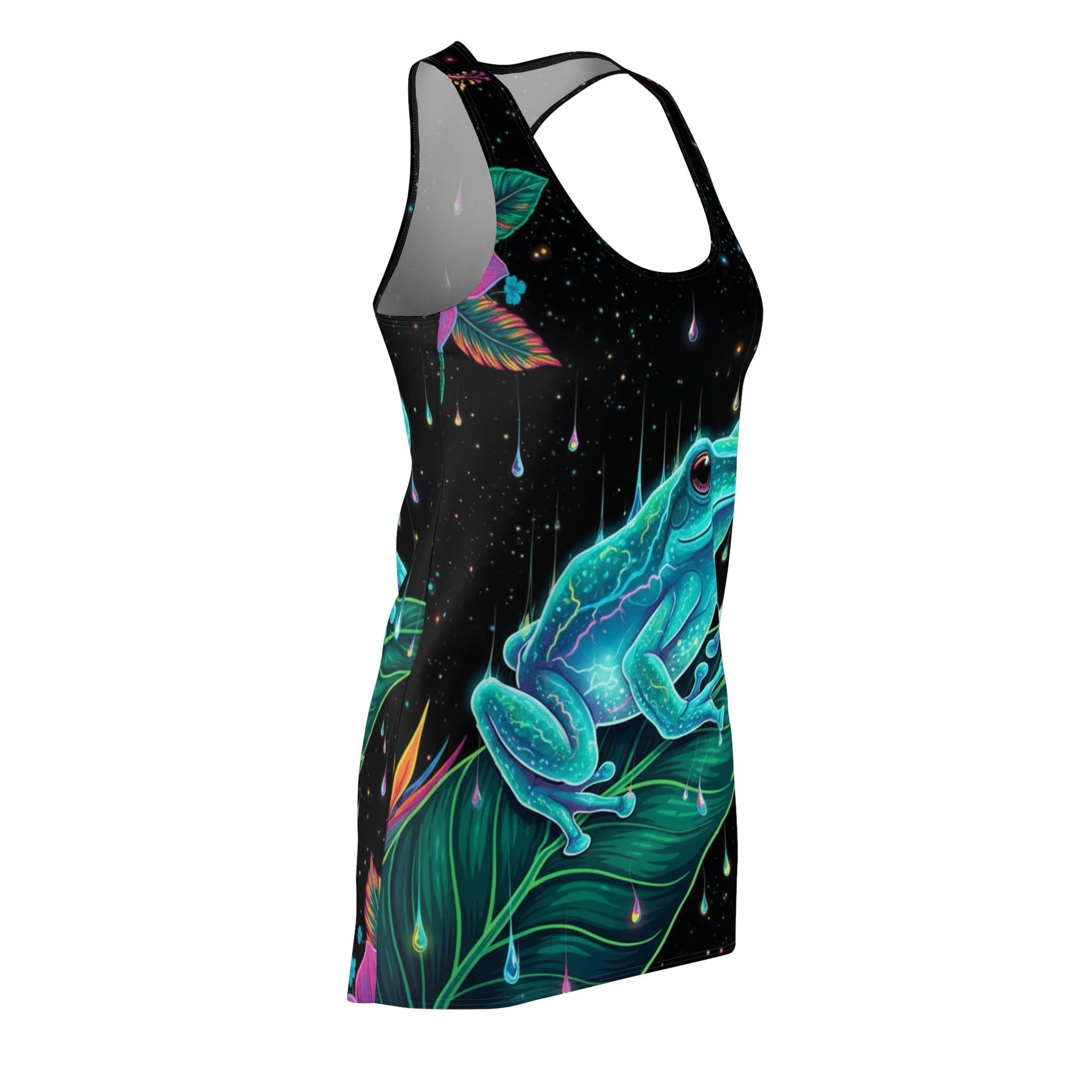 El Coquí Bioluminiscente Racerback Dress — Puerto Rico Tropical Night AOP