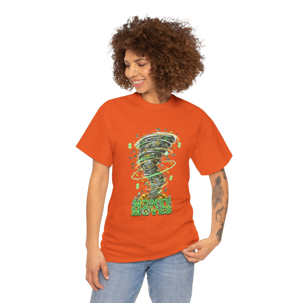 Money Moves Tee — Green Dollar Tornado Graphic T‑Shirt