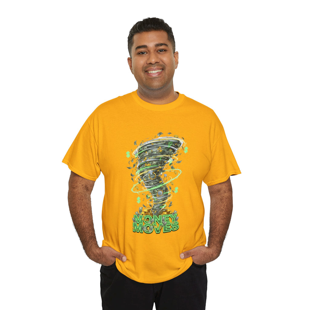 Money Moves Tee — Green Dollar Tornado Graphic T‑Shirt