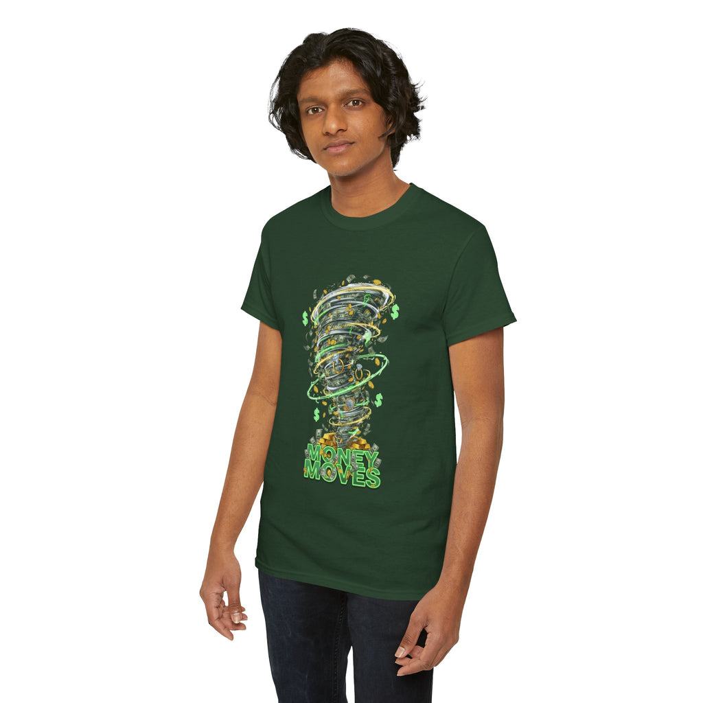 Money Moves Tee — Green Dollar Tornado Graphic T‑Shirt