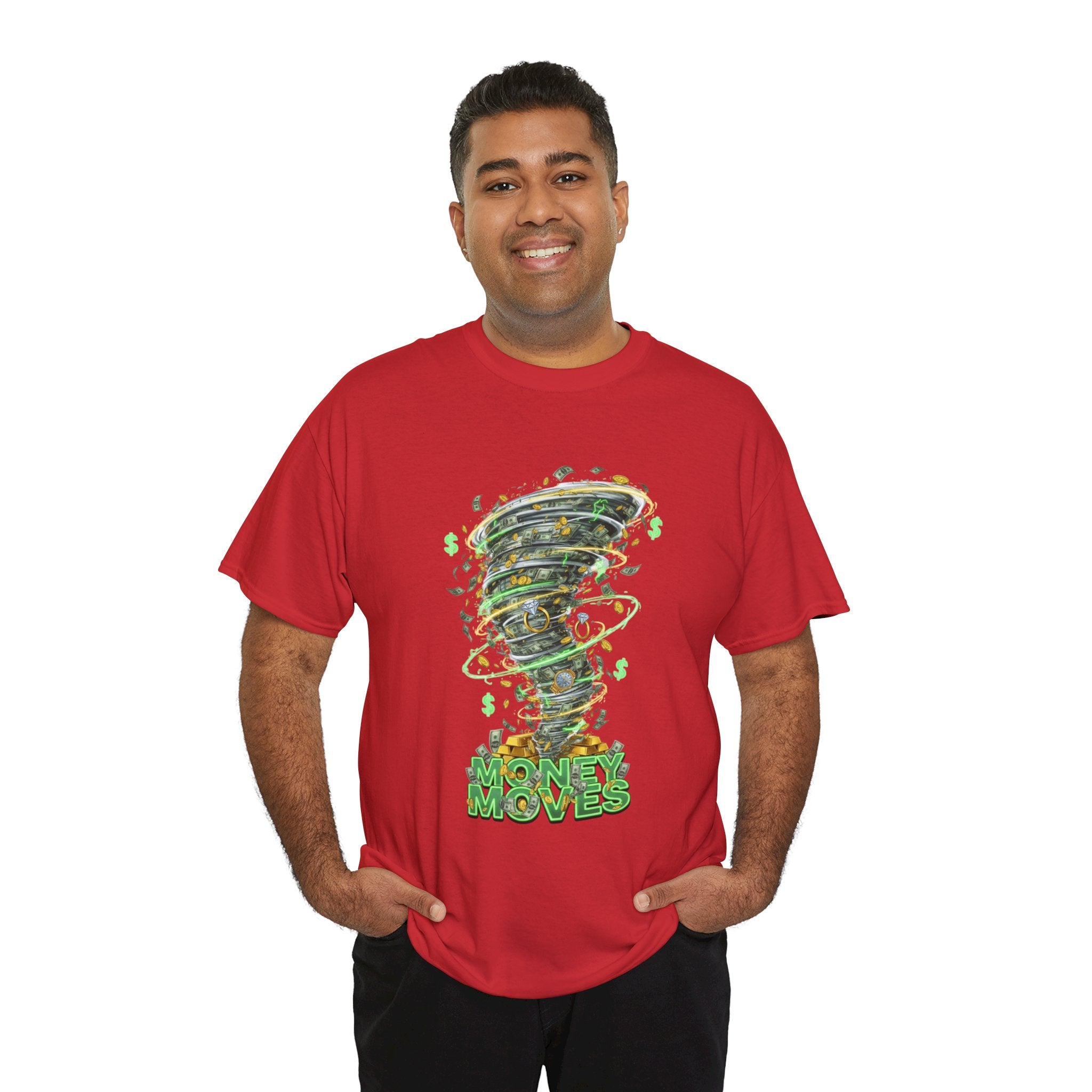 Money Moves Tee — Green Dollar Tornado Graphic T‑Shirt