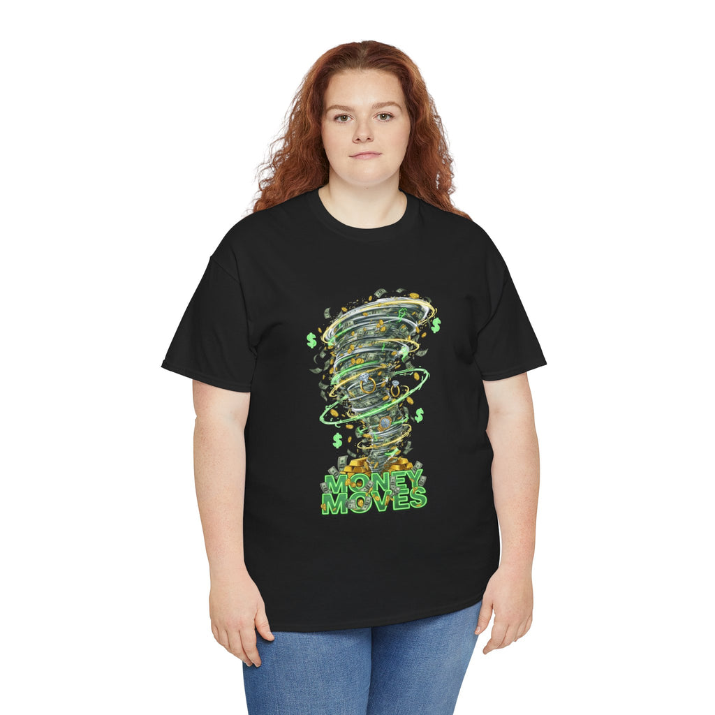 Money Moves Tee — Green Dollar Tornado Graphic T‑Shirt
