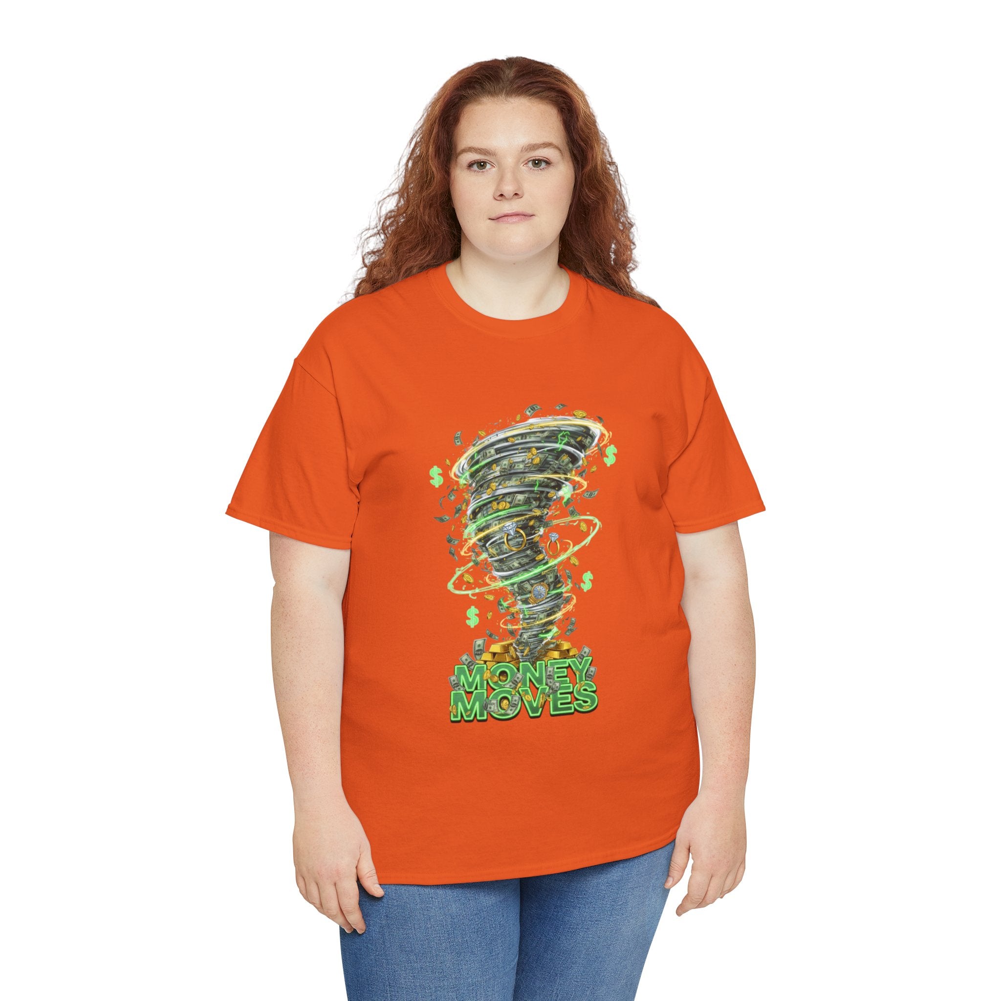 Money Moves Tee — Green Dollar Tornado Graphic T‑Shirt