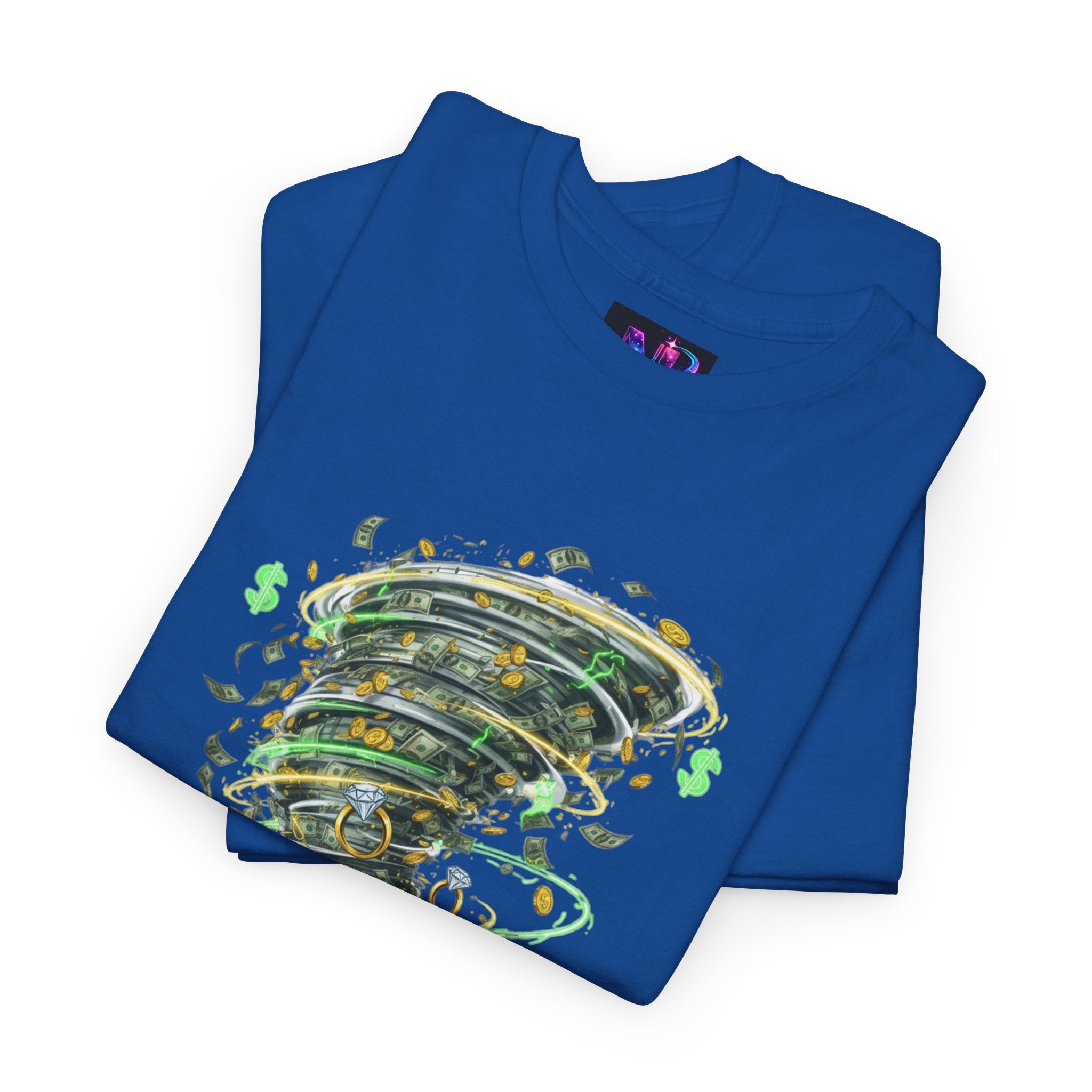 Money Moves Tee — Green Dollar Tornado Graphic T‑Shirt