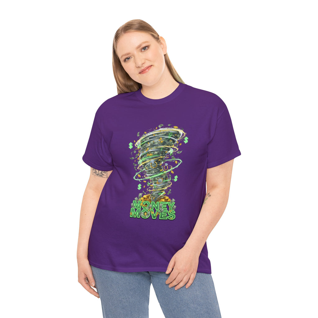 Money Moves Tee — Green Dollar Tornado Graphic T‑Shirt
