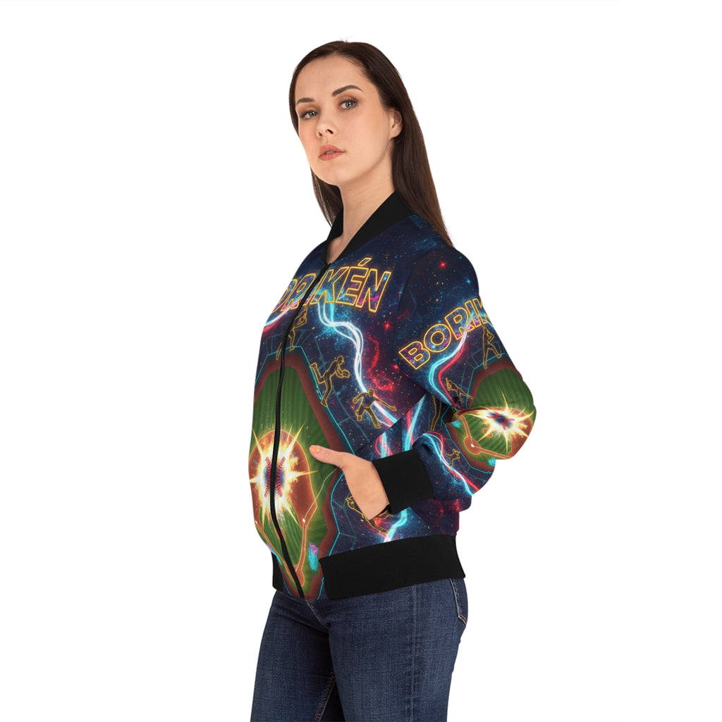 Borikén: La Isla del Béisbol Bomber Jacket — Women's All-Over-Print Puerto Rico Pride