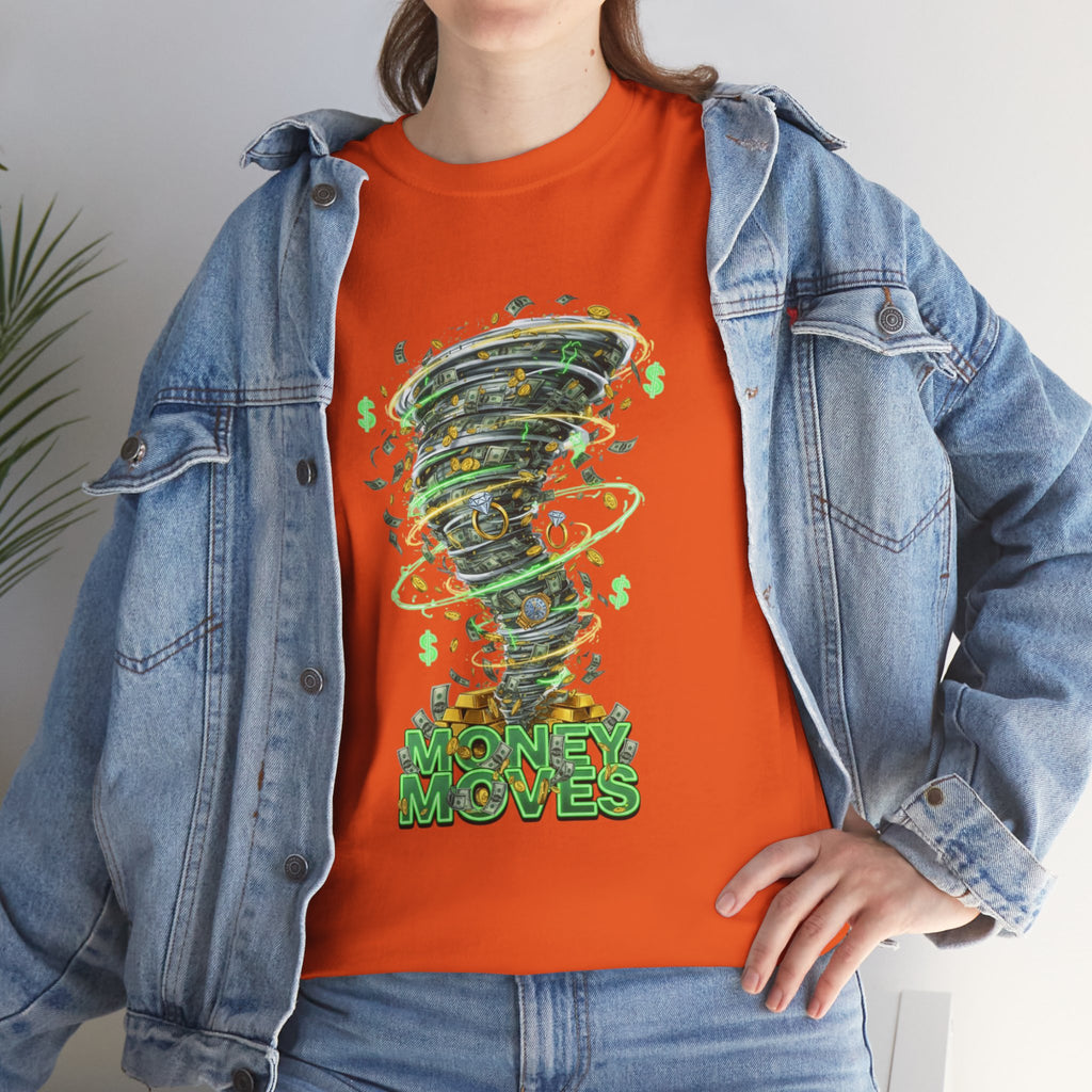 Money Moves Tee — Green Dollar Tornado Graphic T‑Shirt