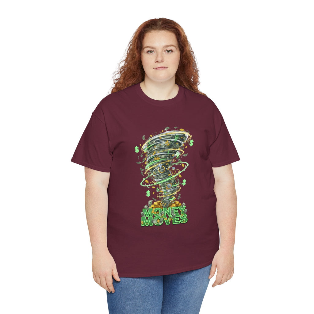 Money Moves Tee — Green Dollar Tornado Graphic T‑Shirt
