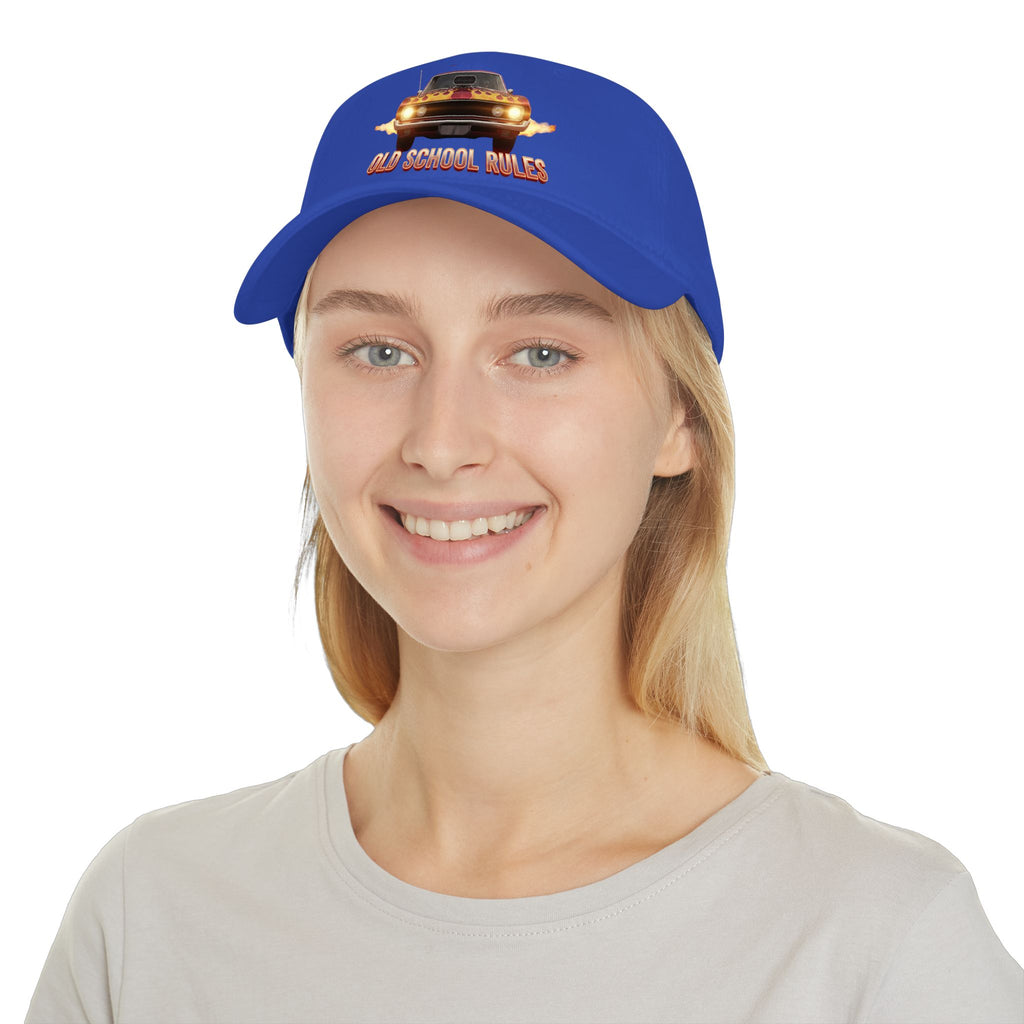Old School Rules Vintage Muscle Car Baseball Cap