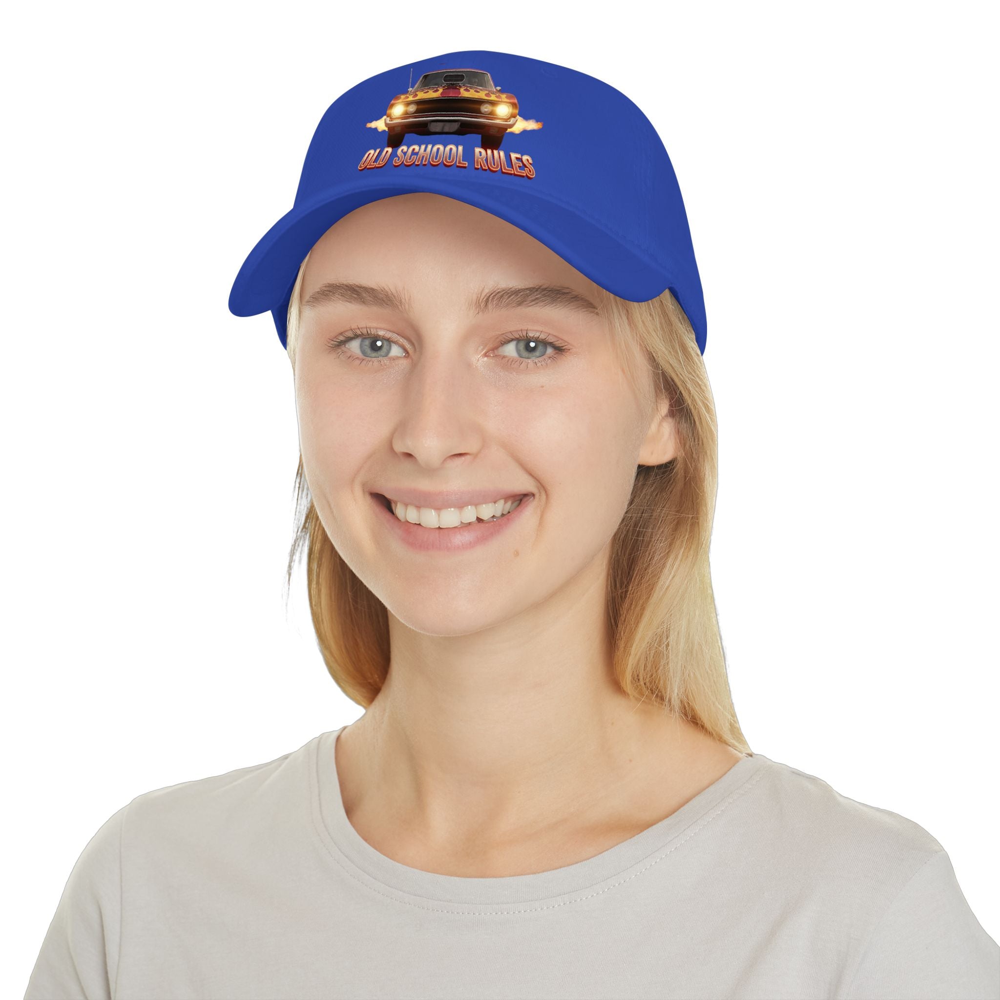 Old School Rules Vintage Muscle Car Baseball Cap