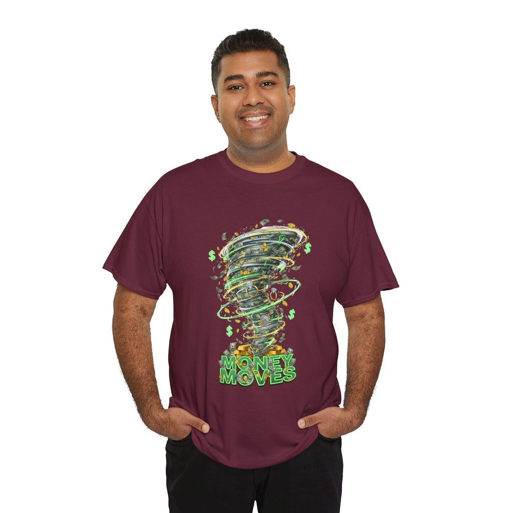 Money Moves Tee — Green Dollar Tornado Graphic T‑Shirt
