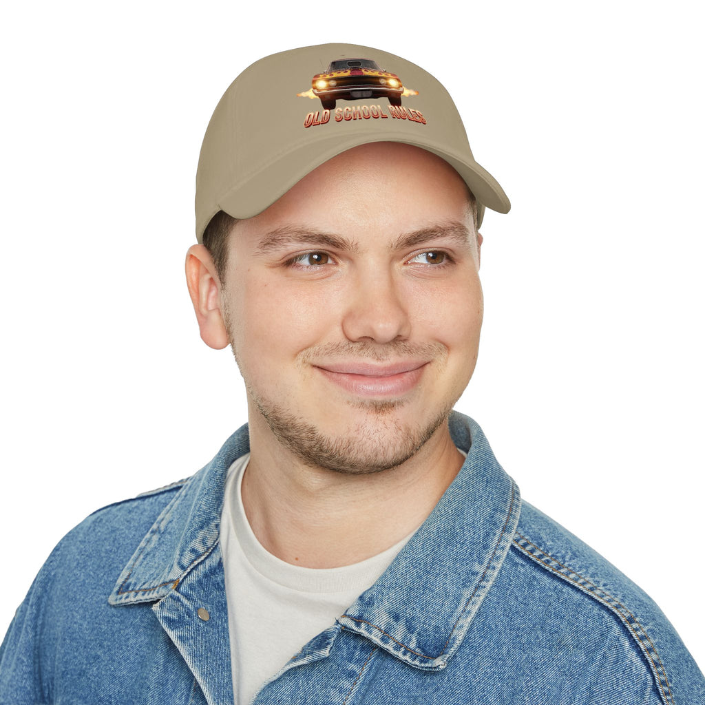 Old School Rules Vintage Muscle Car Baseball Cap