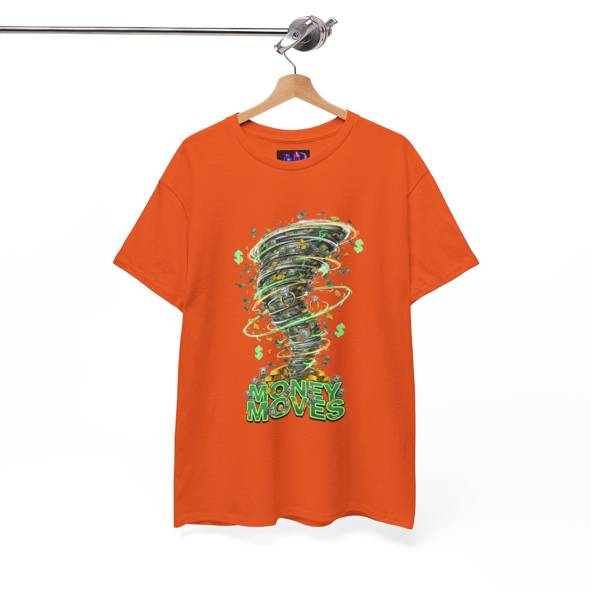 Money Moves Tee — Green Dollar Tornado Graphic T‑Shirt