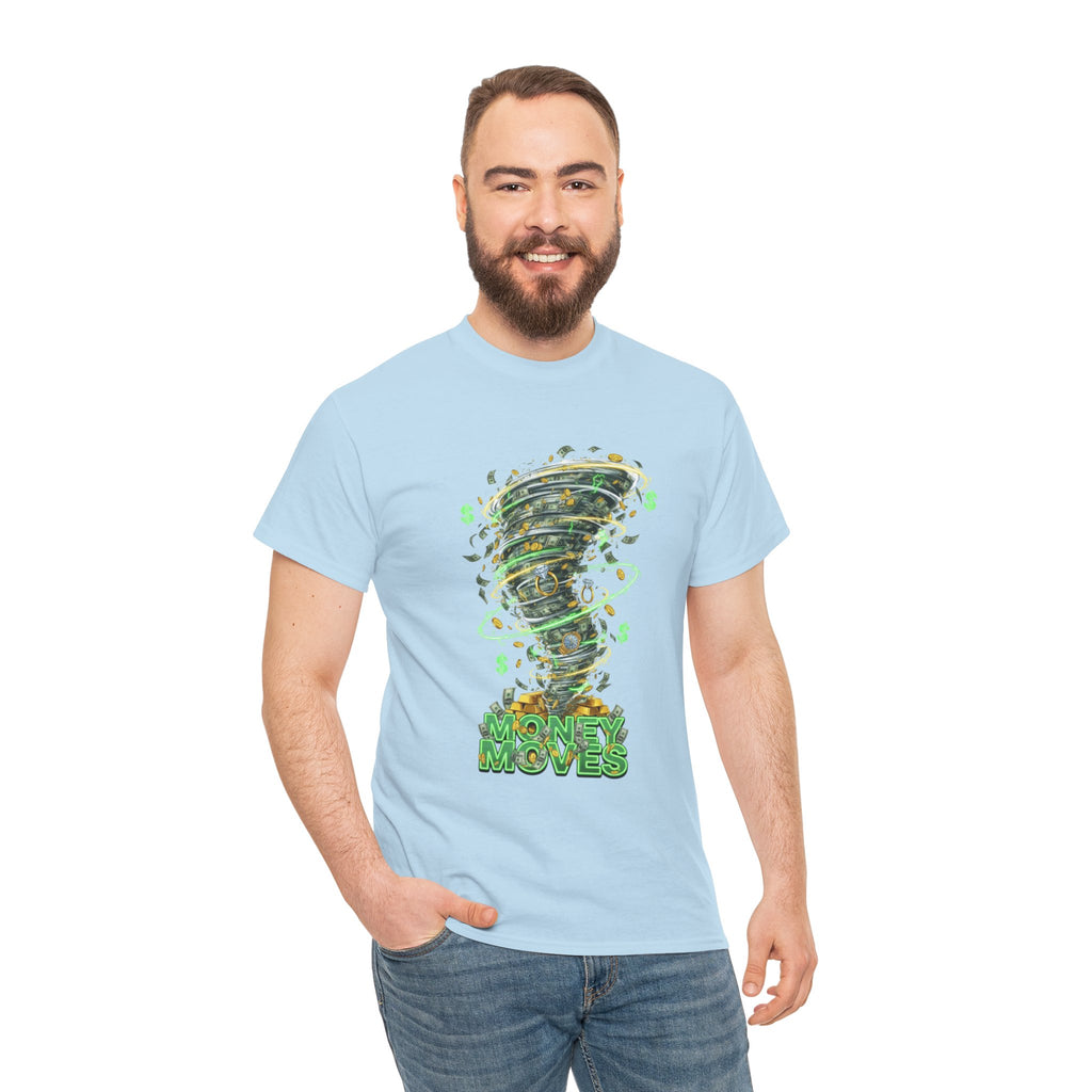 Money Moves Tee — Green Dollar Tornado Graphic T‑Shirt