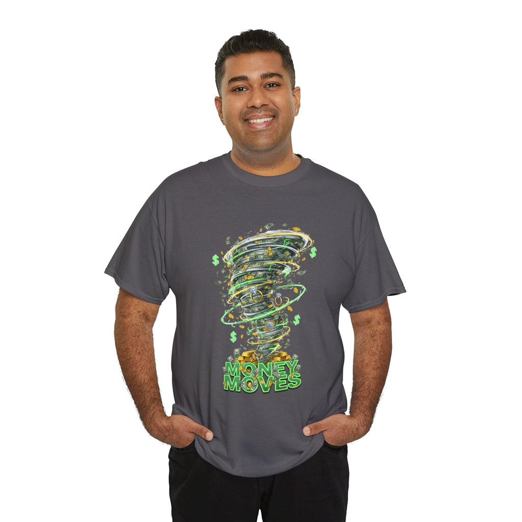 Money Moves Tee — Green Dollar Tornado Graphic T‑Shirt