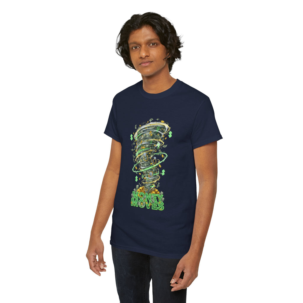 Money Moves Tee — Green Dollar Tornado Graphic T‑Shirt